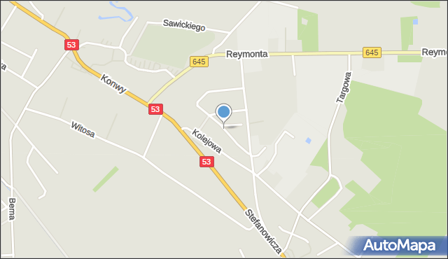 Myszyniec, Łączności, mapa Myszyniec