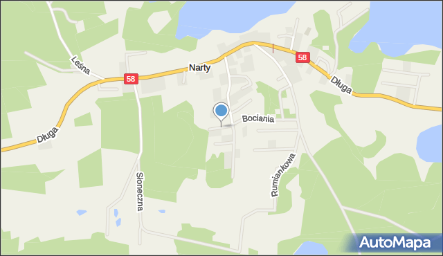Narty gmina Jedwabno, Łąkowa, mapa Narty gmina Jedwabno