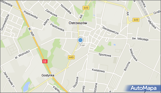 Ostrzeszów, Łaziebna, mapa Ostrzeszów