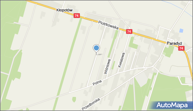 Paradyż powiat opoczyński, Łąkowa, mapa Paradyż powiat opoczyński