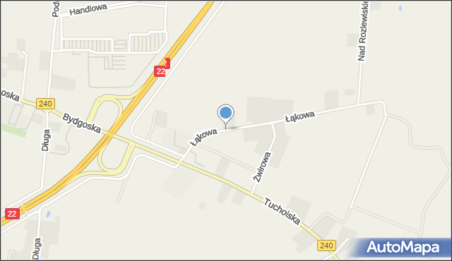 Pawłowo gmina Chojnice, Łąkowa, mapa Pawłowo gmina Chojnice