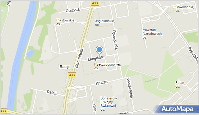 Poznań, Łabędzia, mapa Poznania