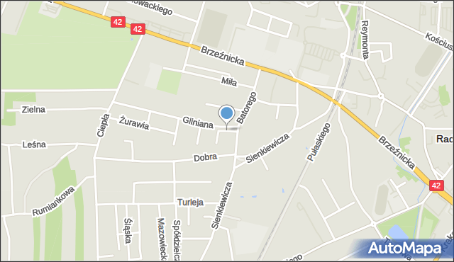 Radomsko, Łabędzia, mapa Radomsko