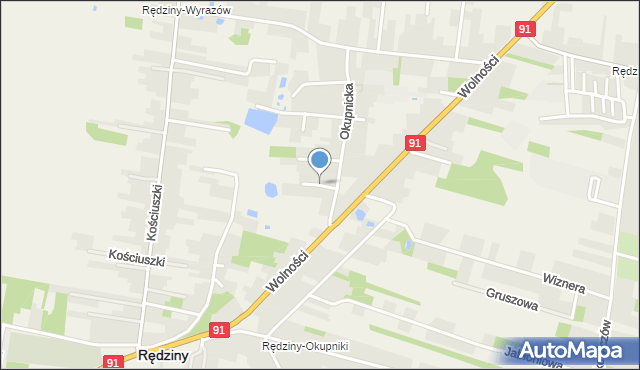 Rędziny powiat częstochowski, Łąkowa, mapa Rędziny powiat częstochowski