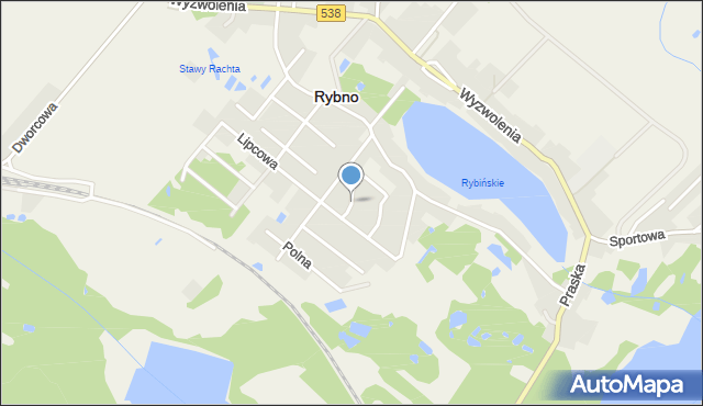 Rybno powiat działdowski, Łąkowa, mapa Rybno powiat działdowski