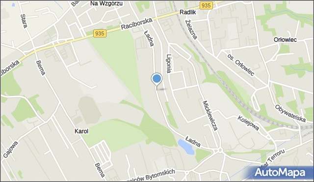 Rydułtowy, Ładna, mapa Rydułtowy