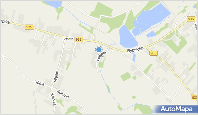 Rzuchów gmina Kornowac, Łąkowa, mapa Rzuchów gmina Kornowac