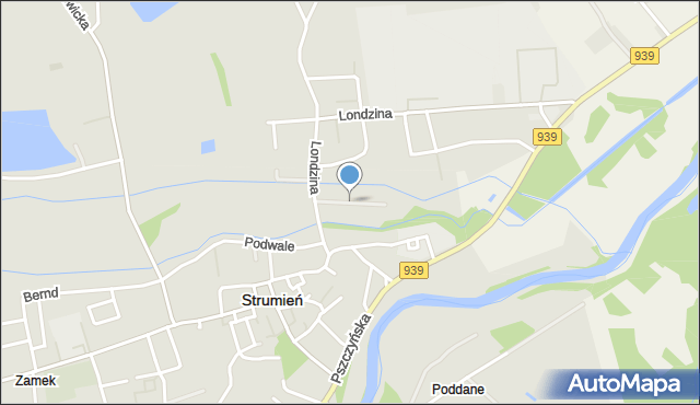 Strumień powiat cieszyński, Łąkowa, mapa Strumień powiat cieszyński