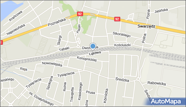 Swarzędz, Łąkowa, mapa Swarzędz