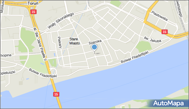 Toruń, Łazienna, mapa Torunia