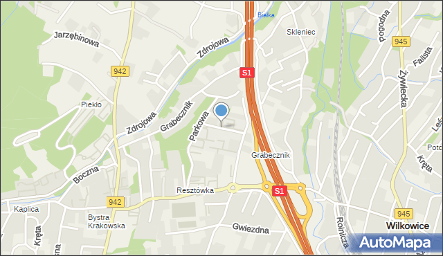 Wilkowice powiat bielski, Łączna, mapa Wilkowice powiat bielski