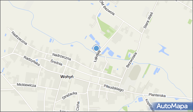 Wohyń, Łąkowa, mapa Wohyń