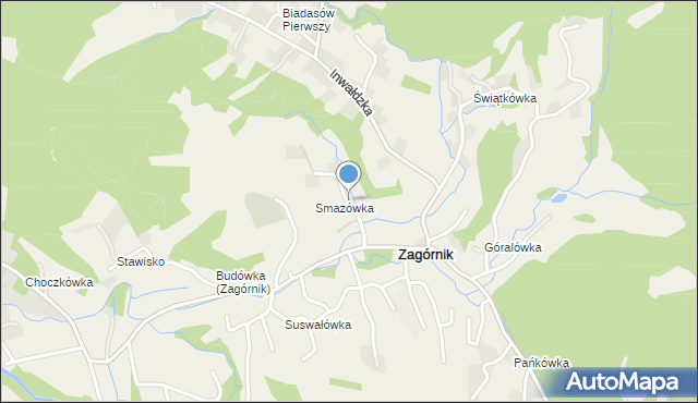 Zagórnik gmina Andrychów, Łąkowa, mapa Zagórnik gmina Andrychów