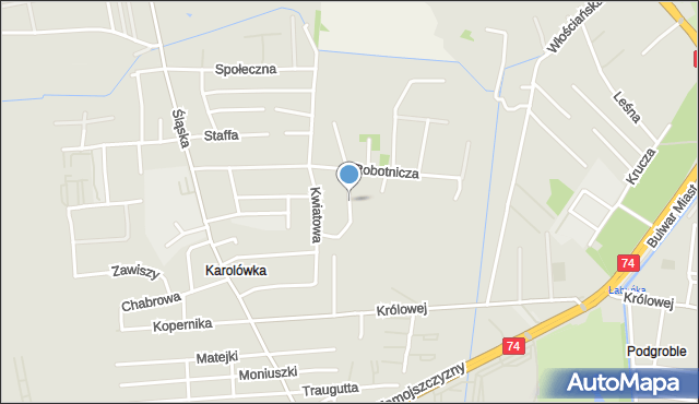 Zamość, Łąkowa, mapa Zamościa