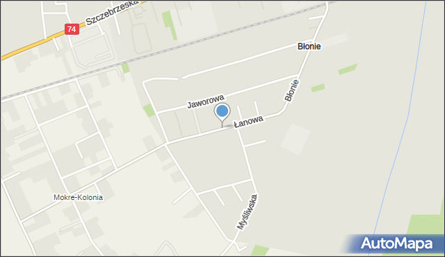 Zamość, Łanowa, mapa Zamościa
