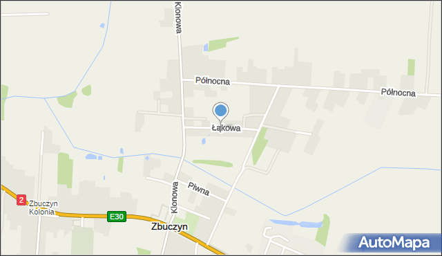 Zbuczyn, Łąkowa, mapa Zbuczyn