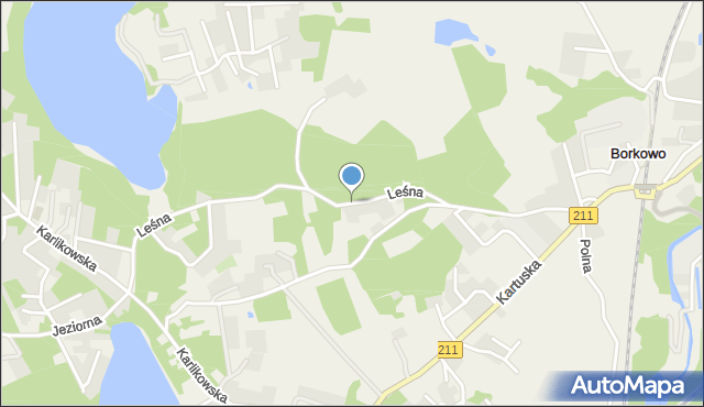 Borkowo gmina Żukowo, Leśna, mapa Borkowo gmina Żukowo