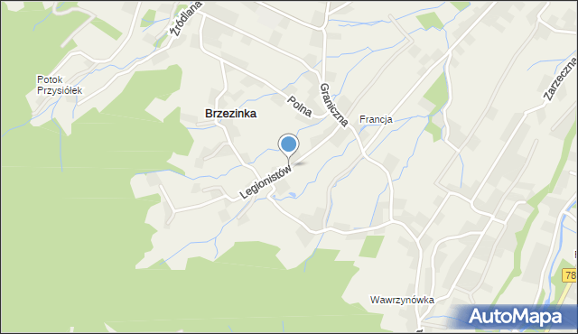 Brzezinka gmina Andrychów, Legionistów, mapa Brzezinka gmina Andrychów