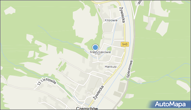 Czernichów powiat żywiecki, Leśna, mapa Czernichów powiat żywiecki