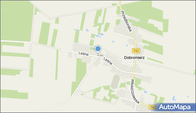 Dobromierz gmina Kluczewsko, Leśna, mapa Dobromierz gmina Kluczewsko