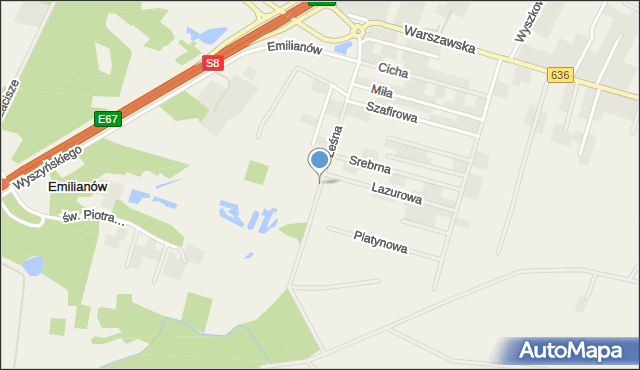 Emilianów gmina Radzymin, Leśna, mapa Emilianów gmina Radzymin