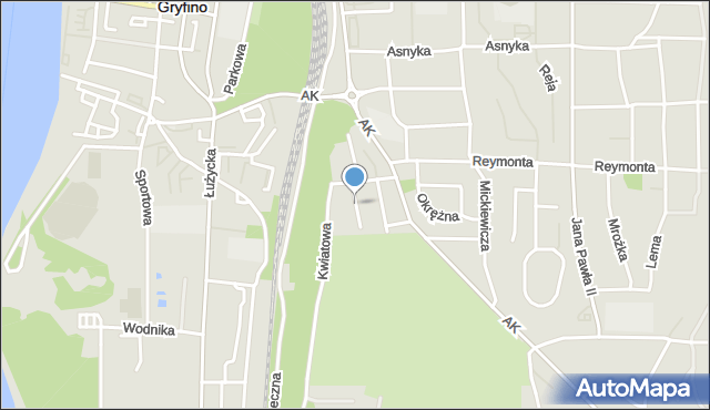 Gryfino, Lechicka, mapa Gryfino