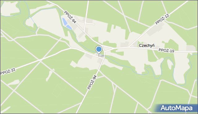 Janinów gmina Wałcz, Leśnictwo Czechyń, mapa Janinów gmina Wałcz