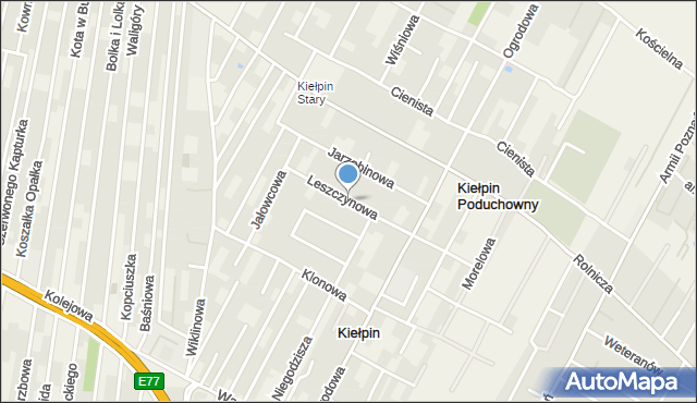 Kiełpin gmina Łomianki, Leszczynowa, mapa Kiełpin gmina Łomianki