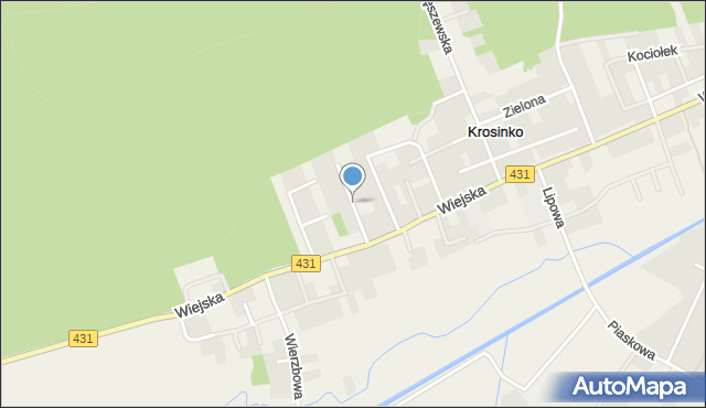 Krosinko gmina Mosina, Leśna, mapa Krosinko gmina Mosina