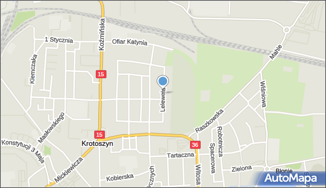 Krotoszyn, Lelewela, mapa Krotoszyna