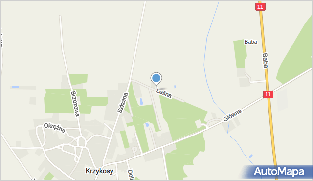 Krzykosy powiat średzki, Leśna, mapa Krzykosy powiat średzki