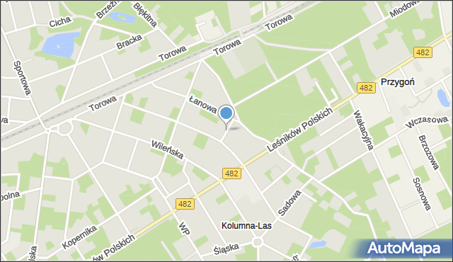 Łask, Leśna, mapa Łask
