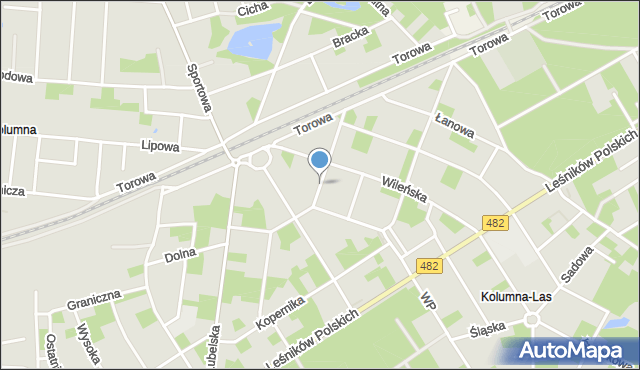 Łask, Letnia, mapa Łask