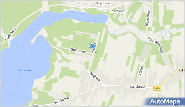 Leszczyny gmina Górno, Leśna, mapa Leszczyny gmina Górno