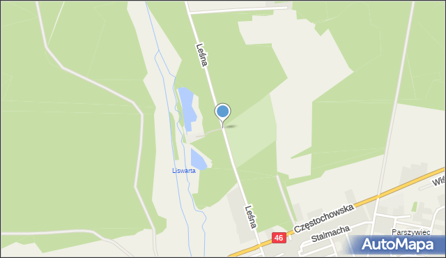 Lisów gmina Herby, Leśna, mapa Lisów gmina Herby