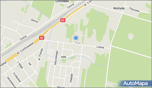 Łochów powiat węgrowski, Leśna, mapa Łochów powiat węgrowski