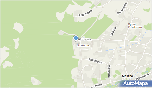 Meszna gmina Wilkowice, Leśna, mapa Meszna gmina Wilkowice