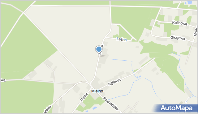 Mielno gmina Czerwonak, Leśna, mapa Mielno gmina Czerwonak