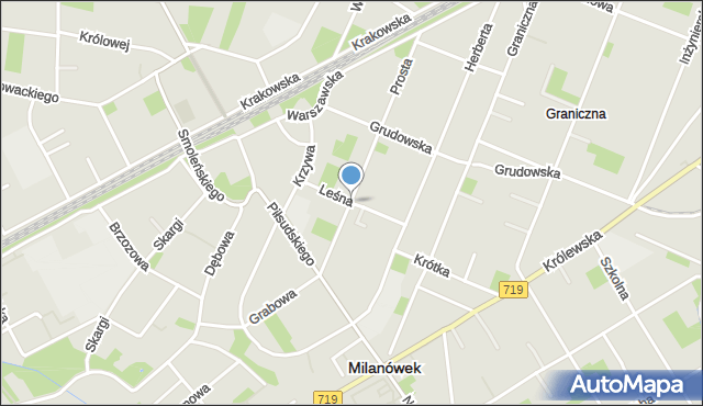 Milanówek, Leśna, mapa Milanówek