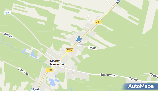 Młynek Nieświński, Leśna, mapa Młynek Nieświński