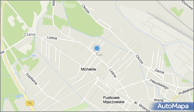 Myszków, Leśna, mapa Myszków