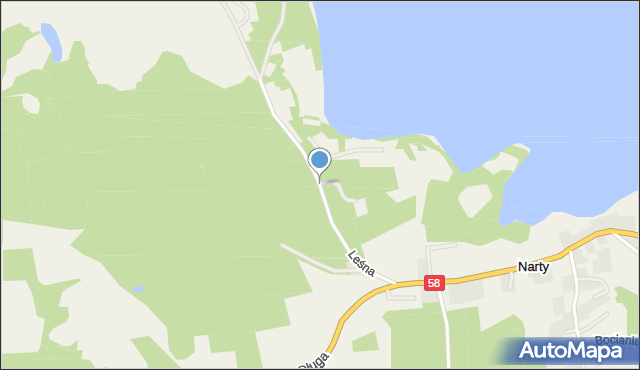 Narty gmina Jedwabno, Leśna, mapa Narty gmina Jedwabno