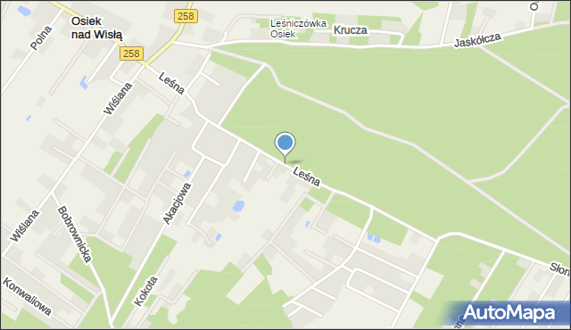 Osiek nad Wisłą, Leśna, mapa Osiek nad Wisłą