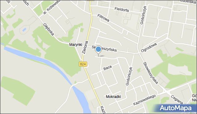 Puławy, Lewickiego Stefana, mapa Puław