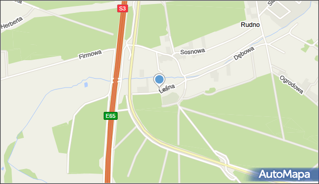 Rudno gmina Nowa Sól, Leśna, mapa Rudno gmina Nowa Sól