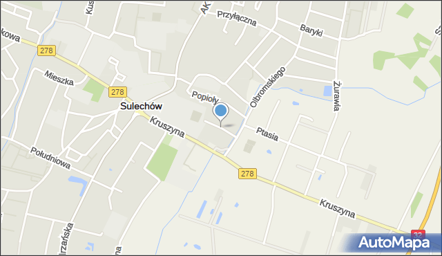 Sulechów powiat zielonogórski, Leśne Echa, mapa Sulechów powiat zielonogórski