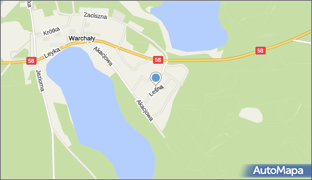 Warchały, Leśna, mapa Warchały