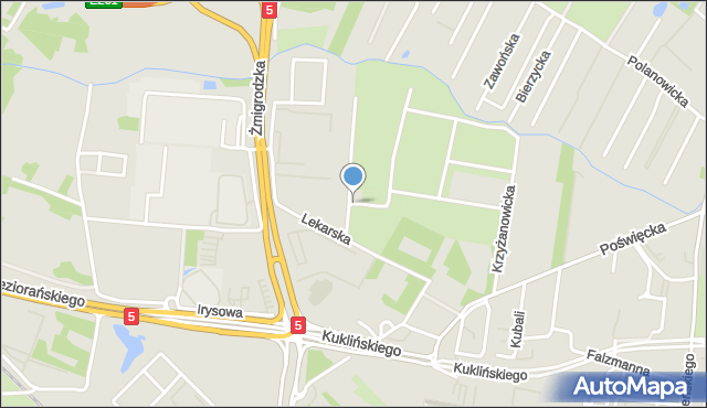 Wrocław, Lekarska, mapa Wrocławia