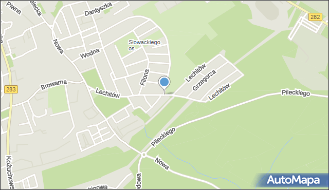 Zielona Góra, Lechitów, mapa Zielona Góra