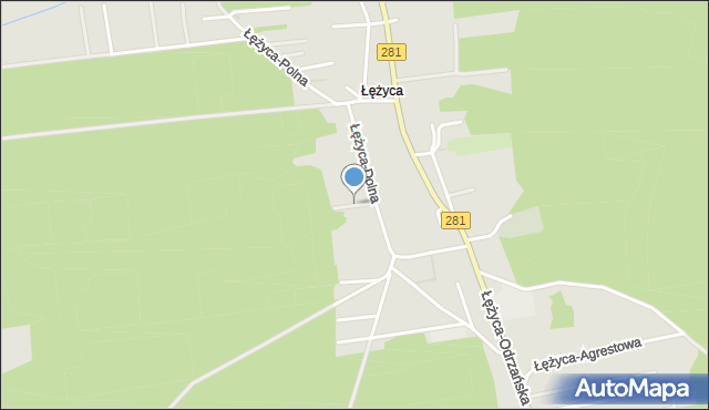 Zielona Góra, Łężyca-Krótka, mapa Zielona Góra